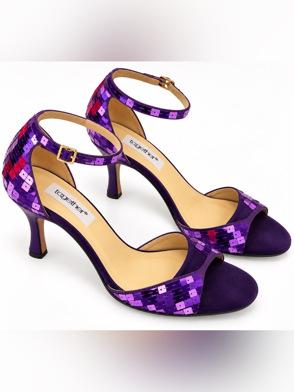 Together Purple Sequin Ankle-Strap Heels